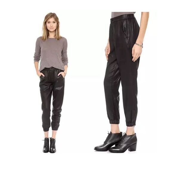 Ag Adriano Goldschmied Pants - AG Adriano Coated Black Tapered Jogger Pants M